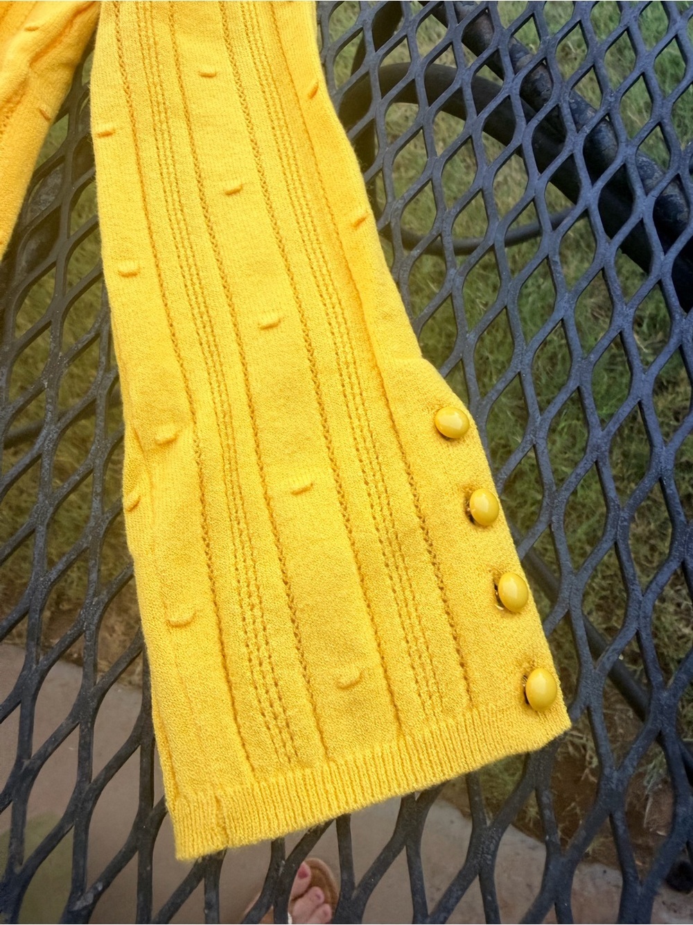 Sezane Bright Yellow Textured Knit Crewneck Sweater size M - Picture 6 of 8